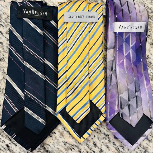 Bundle of ties Geoffrey Beene & Van Heusen Tie Set - Black, Purple, Yellow - Picture 3 of 3